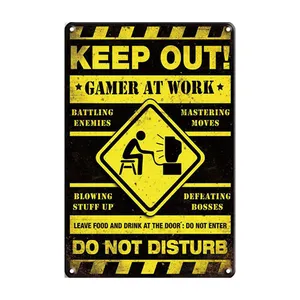 Gamer At Work Do Not Disturb Retro Poster Music Band Metal Plate Plaque Tin Sign Vintage Rock For Pub Bar Decor Wall Stickers