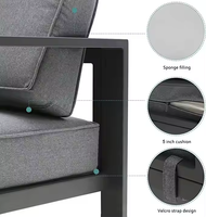 8 pièces de mobilier d'extérieur en aluminium pour table de foyer avec coussins épais, utilisable dans la cour, au bord de la piscine et sur le sable