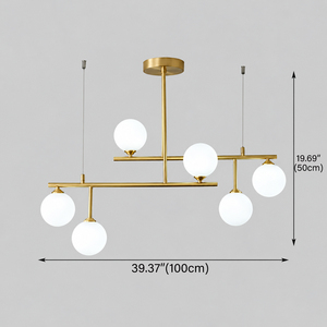 Lampadario <span class=keywords><strong>a</strong></span> <span class=keywords><strong>sospensione</strong></span> nordico asimmetrico in acciaio con sfere in vetro smerigliato <span class=keywords><strong>a</strong></span> 3/6 luci, stile Mid-Century, <span class=keywords><strong>per</strong></span> soggiorno - Vendita all'ingrosso - Product Image 2