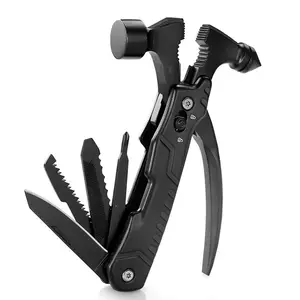 מכירה לוהטת נייד פונקציה רבת כלי טופר פטיש בטיחות נירוסטה באיכות גבוהה קמפינג כלי עם סכין מסור