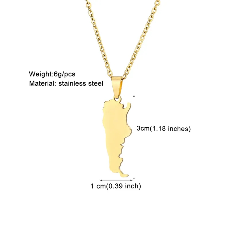 Collana Argentina Con Ciondolo Mappa E Bandiera Nazionale - Gioiello Patriottico Unisex In Lega Ipoallergenica - Regalo Originale
