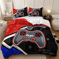 Parure de lit complète personnalisable de style américain, tissu 100% polyester, housse de couette imprimée en 3D avec manette de jeu, 500TC, 3 pièces