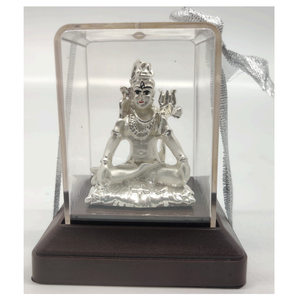 Seigneur Ganesh idole en acier inoxydable gracieusement placé à la main dans une boîte en verre transparente pour la maison Temple Decor Puja Room & Weddings - Product Image 4