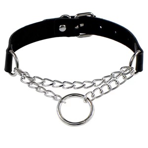 Pu Leather Choker <b>Necklace</b> With Chain O <b>Ring</b> Punk Street Style For Party Fashion Accessory - Product Image 2