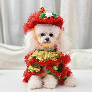 秋冬保暖羊毛狗猫泰迪宠物服装中国新年舞狮唐装XL XXL尺码涤纶外套批发 - Product Image 4