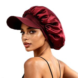 HZM-26222 Bonnet de nuit en satin avec visière réglable pour la protection des cheveux naturels, des tresses bouclées et des locks pour femmes - Product Image 1