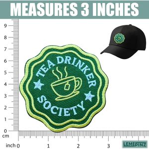 Patch brodé Tea Drinker Society, 3 pouces, à coudre ou à repasser, applique en tissu, cadeau - Product Image 3