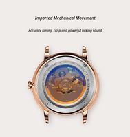 Montre mécanique automatique pour homme, cadran à cœur ouvert, bracelet en cuir grainé, montre-bracelet quotidienne pour homme d'affaires