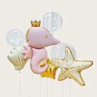 Nouveaux ballons en aluminium à thème animaux marins de la marque TJ, mélange de couleurs, décoration de fête hippocampe, finition mate