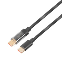 Cable de Datos Tipo-C con Pantalla Digital de Nailon, Cable de Carga Rápida de 100 W PD, Cable Transparente en Tiempo Real