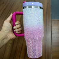 40oz diamant h2.0 plus Gobelet sous vide avec poignée paillettes et paille logo personnalisé pour voiture