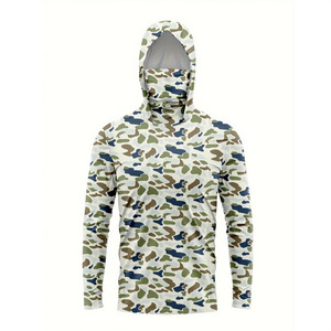 Vente en gros OEM – Nouveau T-shirt de pêche à capuche pour homme, manches longues, performance extérieure, en Spandex/Polyester, séchage rapide, imprimé sérigraphié - Product Image 2