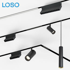 LOSO Alto brillo Interior Negro Diseño antideslumbrante Techo de aluminio LED Luz de pista magnética - Product Image 1