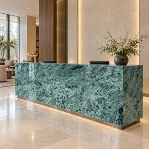 Dalles de marbre vert Bulgari de haute qualité, pierre naturelle, grandes dalles pour villa, hôtel, comptoir de cuisine, revêtement mural, sol - Product Image 2