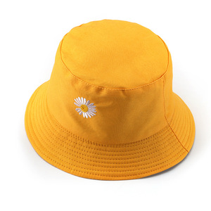 100% coton marguerite seau casquette large fleur broderie Double face chapeau de soleil personnalisé pliable cravate décontracté cyclisme quotidien été Denim - Product Image 2
