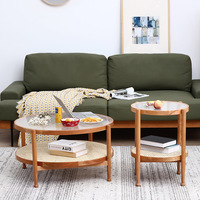 Table basse moderne en bois massif, meuble d'angle, rond, en verre, en rotin, pour salon, offre spéciale
