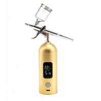 Kit de maquillage aérographe avec écran LED, design carré, pression réglable 35 PSI, 3 options de pression, alimentation par gravité, écologique