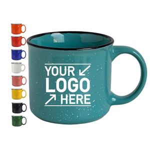 Custom Classic 420ml 15oz Vintage Speckled Camping <b>Cup</b> Mug Stoneware Customized <b>Ceramic</b> Engrave Campfire Coffee Mug Gift - Product Image 1