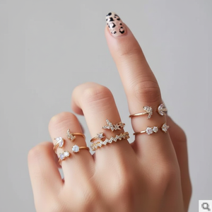 Vendita calda Trending moda stile Boho anelli aperti per ragazze regolabile sole stella drago intarsio forma numero all'ingrosso - Product Image 2