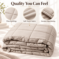 Couverture lestée chauffante respirante avec rembourrage en billes de verre, 100% fibre de bambou, couverture matelassée pour un confort toute saison