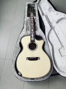High Quality Hand Made Acoustic Guitar All Solid Spruce <b>Stringed</b> Music <b>Instrument</b> With Armrest Fretboard Inlay - Product Image 5