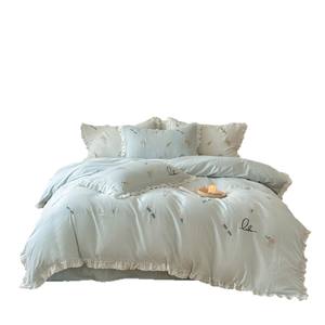 Set di <span class=keywords><strong>copripiumino</strong></span> in cotone stile pastorale ragazza quattro pezzi di pizzo ricamato fresco a doppio strato per tre pezzi <span class=keywords><strong>singolo</strong></span> dormitorio - Product Image 5