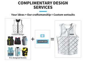 سترة نيوبرين صدرية مخصصة من الصدمات من خشب الورد wakeak للتزلج المائي ، سترة حياة منافسة لركوب الأمواج للبالغين - Product Image 4