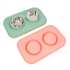 Gamelles pour animaux de compagnie en acier inoxydable avec tapis en silicone pour une alimentation lente pour chats et chiens 800 ml - Product Image 4