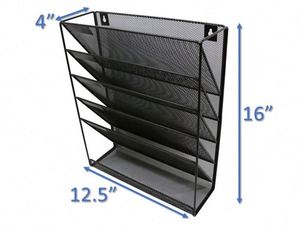 Mesh <b>Documents</b> Magazine Letter <b>File</b> Sorter Rack Holder Storage Organizer Hanging Wall Mount Vertical Tiered Metal <b>Document</b> Trays - Product Image 3