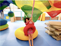 Red de Cuerdas de Ganchillo Colorida Suspendida Personalizada para Centro Comercial, Red de Escalada Interactiva para Niños, Ecológica, con Certificación CE, Columpios Interiores