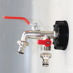 <span class=keywords><strong>Robinet</strong></span> bibcock en alliage de zinc durable avec corps fileté interne pour machines à laver, réservoirs d'eau, conduites, deux sorties, couleur argent - Product Image 3