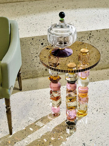 Tavolino da Caffè Moderno in Cristallo, Tavolino Laterale in <span class=keywords><strong>Vetro</strong></span> Tagliato Unico, Lussuoso ed Elegante Tavolino in Acrilico Trasparente per Soggiorno e Arredamento Casa - Product Image 2