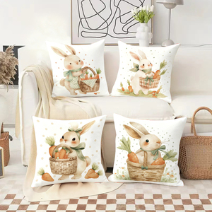 गाजर की टोकरी के साथ आकर्षक बंनी तकिए हुए तकिए उत्सव के आकर्षण को आकर्षित करते हैं। - Product Image 2