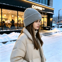Bonnet d'hiver pour femme, style coréen, bonnet en tricot ample, bonnet chaud avec rabat pour les oreilles, bonnet en tricot doux, bonnet d'hiver décontracté pour femme
