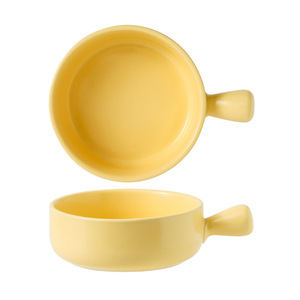 Free shipping, high-quality ceramic bowl with handle, cute solid color, dessert bowl, short-handled salad bowl, <b>microwave</b> safe. - Product Image 4
