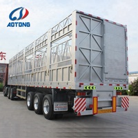 Semi-remorque de transport de bétail et de moutons à rails hauts en acier de 13 m (3/4 essieux) et semi-remorque à rails fleuris de 15 m, capacité 50000 kg