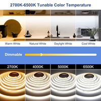 Bande lumineuse LED flexible DC24V COB 608 LED/m pour éclairage de miroir et décoration de pièce