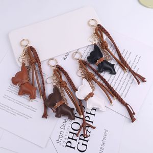 Ins Style French Bulldog Welpe PU Leder Anhänger Schlüssel bund Vielseitig Optional Farbe Lanyard Bag Charms - Product Image 3