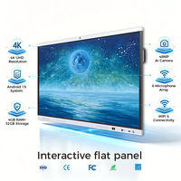 Pizarra Interactiva Inteligente para Conferencias de 65/75 Pulgadas con Android 15, para Reuniones de Negocios, con Opción de NFC/Cámara, Pantalla LCD 4K