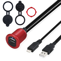 Type C 2.0 + USB2.0 mâle à femelle AUX support de voiture câble de lumière LED affleurant extension étanche pour voiture camion bateau moto 3ft