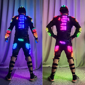 Traje de armadura de calavera con luz LED RGB para mujer, casco que cambia de color, disfraz luminoso para bailar en Halloween, bares, discotecas, fiestas rave, espectáculos de DJ - Product Image 3
