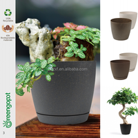 Pot de fleurs rond en composite WPC durable, léger et écologique XF-J019 avec une capacité de 2,5 L pour la décoration de jardin d'extérieur à domicile