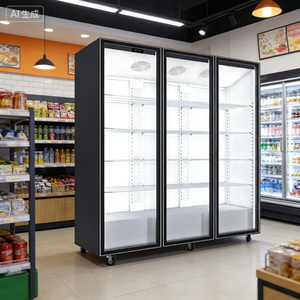 Réfrigérateur vertical de supermarché à 3 portes, refroidissement par ventilateur robuste, éclairage LED, congélateur commercial sans givre certifié CE - Product Image 5