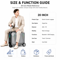 Scooter électrique intelligent avec bagage intégré, grande capacité 40L, valise 20 pouces avec porte-gobelet pour les voyages et les trajets quotidiens