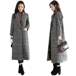Ventes en gros Nouvelle arrivée Mode Printemps Automne Manteau long à manches longues à revers pour femmes Style décontracté en <span class=keywords><strong>laine</strong></span> longue - Product Image 1