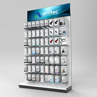 Présentoir de supermarché grande capacité pour accessoires mobiles, personnalisable, en métal perforé, avec crochets pour écouteurs et accessoires