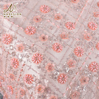 Vente directe usine – Tissu en dentelle à maille 3D orné de fleurs, de pierres lourdes et de sequins pour robes de mariée et robes de demoiselles d'honneur