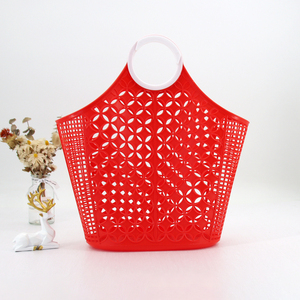 New Arrival Heavy Duty Red Straw Basket Bag Large Plastic Fruit Vegetable Jelly basket bag