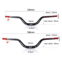Guidon de Cyclisme FMFXTRA 31.8mm*720/780mm, Pièces de VTT, Guidon VTT en Aluminium Forme Hirondelle, Rehausse de 90mm