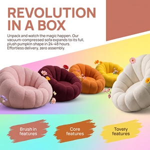 Modern Boucle Vacuum Packed Compressed <b>Sofa</b> in a Box Teddy Fabric Pumpkin Single Lounge Accent Chair for Living Room Salon - Product Image 2